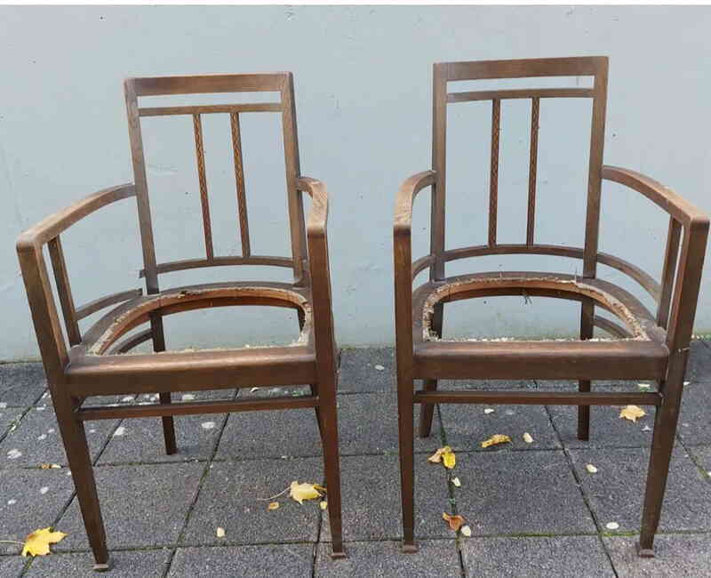 Aufgearbeitete Stühle vorher/nachher